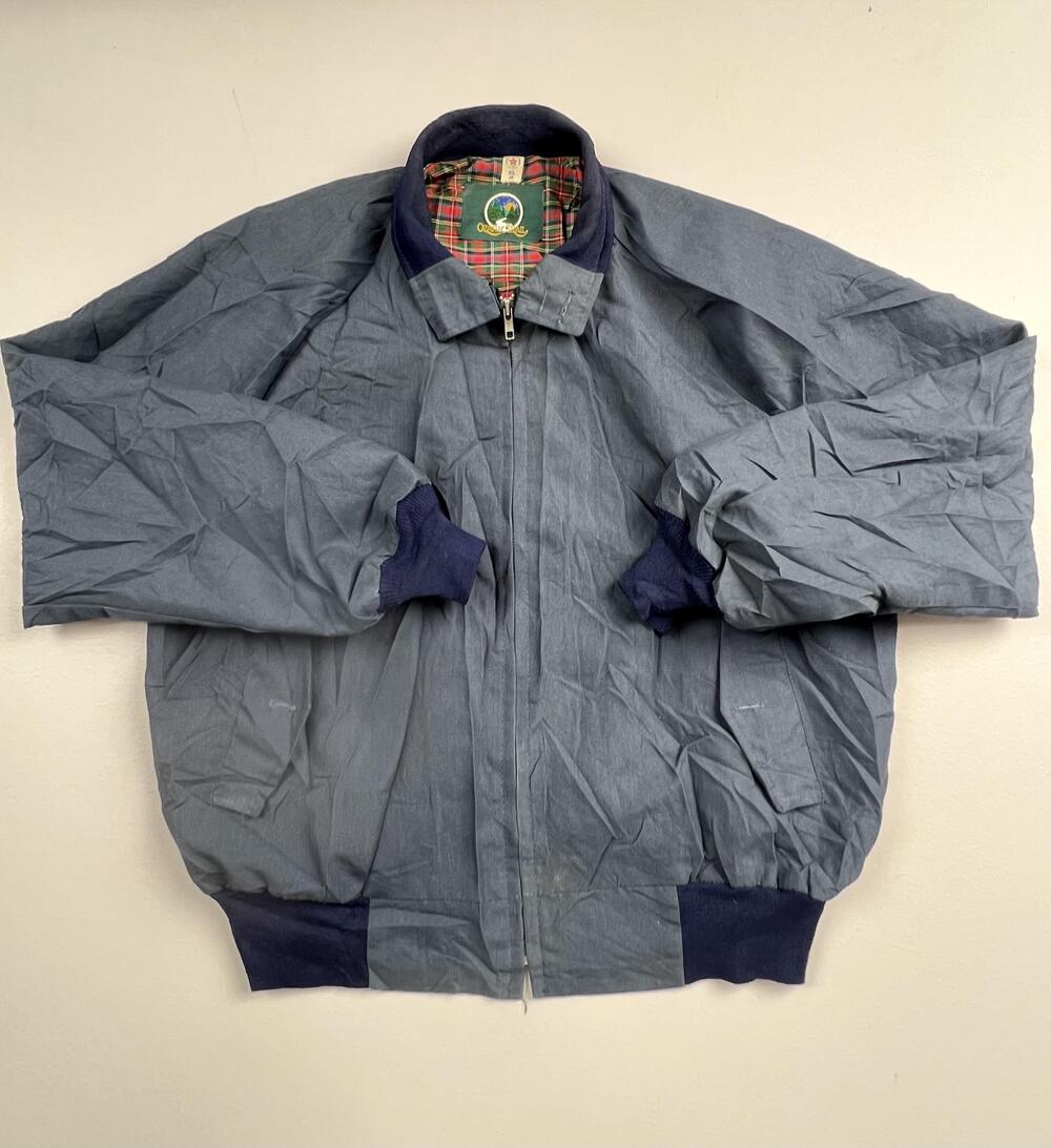 Vintage Ozark Trail Jacket Mens XL Blue Canvas Bomber Plaid Lined Outdoor USA